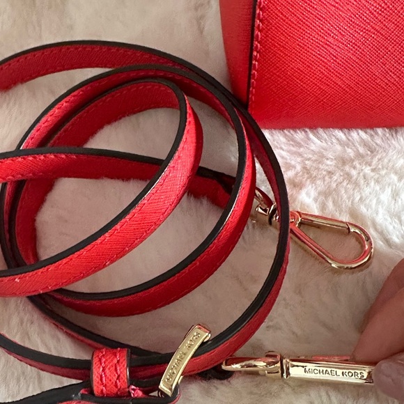 Michael Kors Red Orange Saffiano Leather Satchel Bag Gold Hardware | Like New - Picture 5 of 11